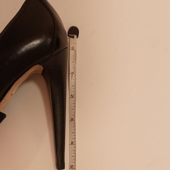L.A.M.B. Black Leather Platform X Strap 5inch Stiletto heel size 8 - Picture 10 of 11
